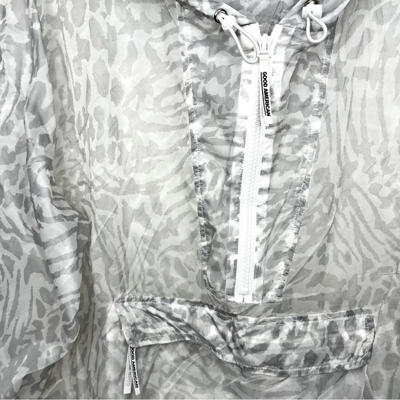 Good American Icy Leopard Print Windbreaker Layering Spring Jacket Size 2XL - Picture 6 of 16